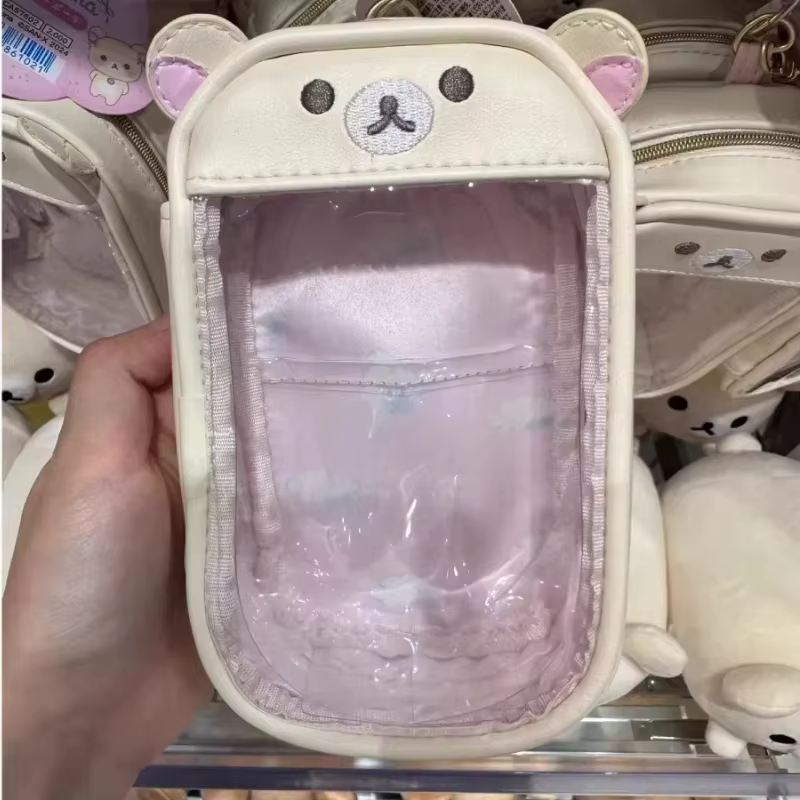 Kawaii Rilakkuma ours soeur pendentif sac de rangement enfants transparence Pu porte-monnaie clé sac