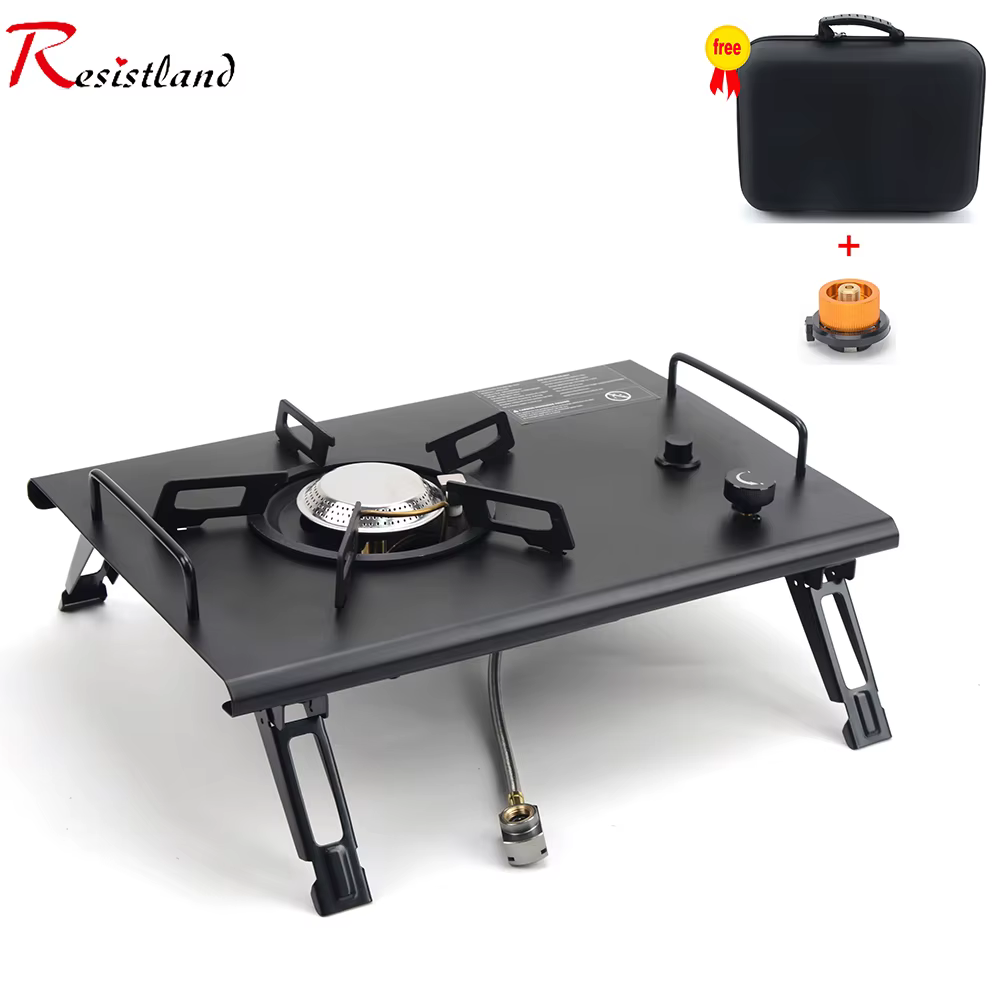 Table pliante et amovible en bois IGT, cuisinière à gaz, Portable et légère, pour barbecue, pique-ni