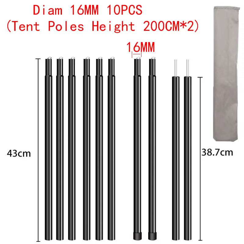 Poteaux de tente pour bâche, poids de roulement 150KG, accessoires de Camping réglables pour sac à d