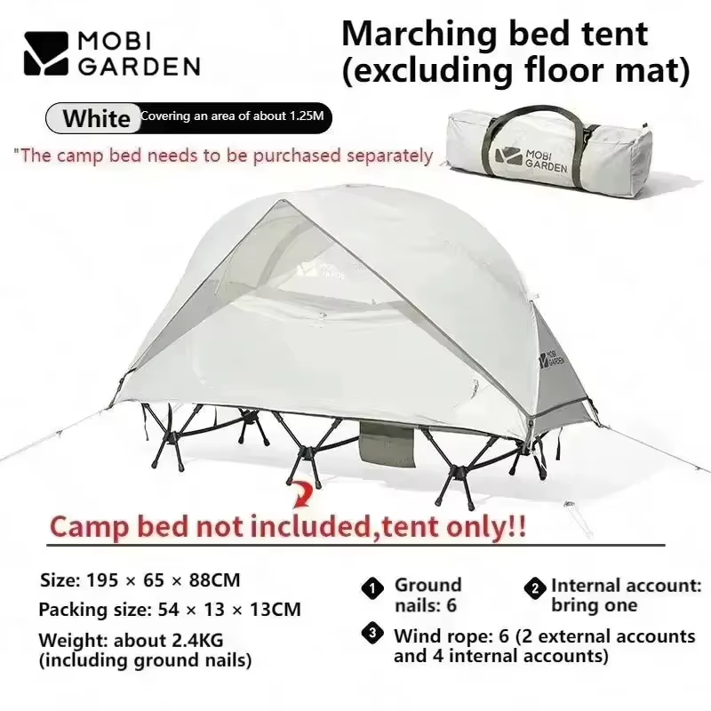 MOBI JARDIN Hors Sol Camp Lit Tente Portable 1 Personne Unique Randonnée En Plein Air Voyage Ultra-L