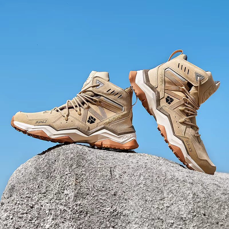 RAX-Chaussures de randonnée mi-hautes imperméables pour hommes et femmes, bottes de trekking en cuir