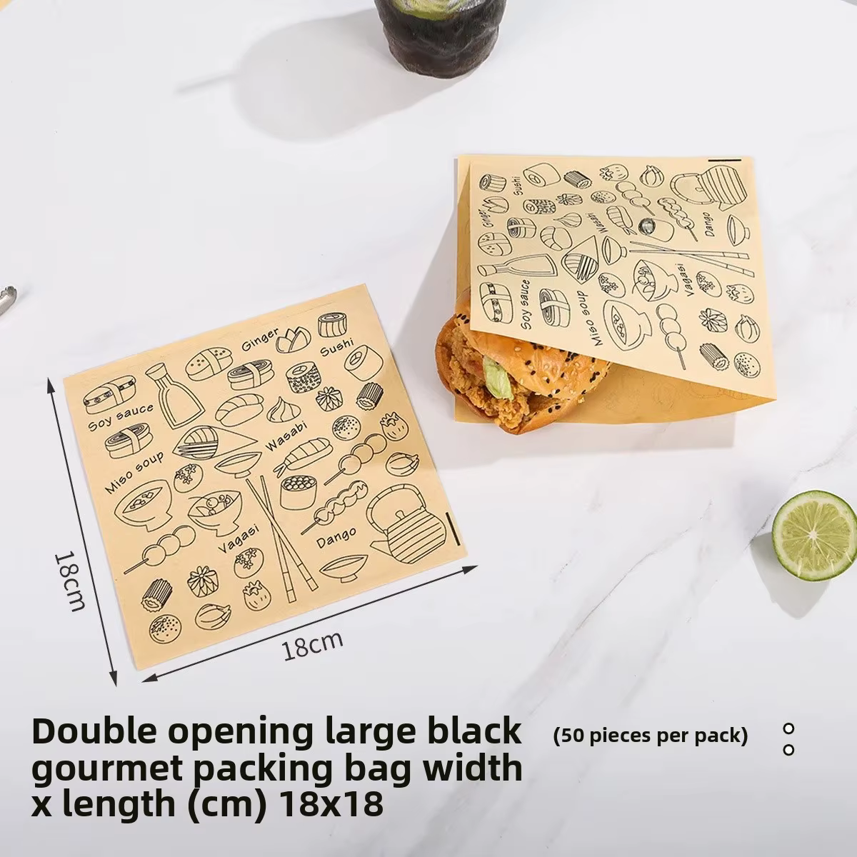 Sac en papier triangulaire jetable résistant à l'huile pour crêpes, toasts, hamburgers, sandwichs po