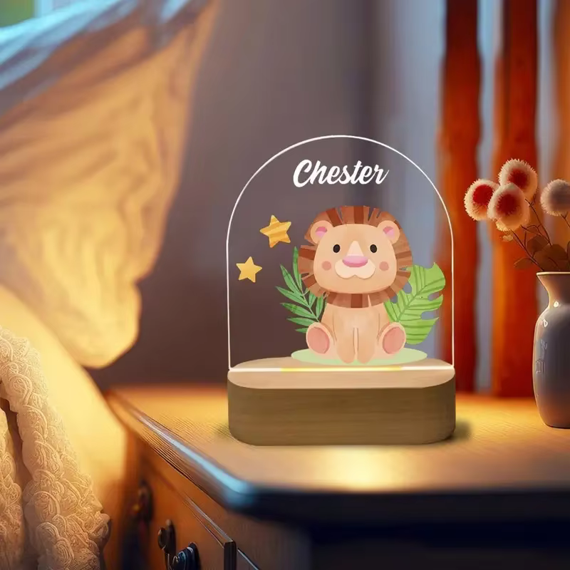 Veilleuse personnalisée pour naissance de bébé, nom personnalisé, Animal avec Usb, lampe à Base en b