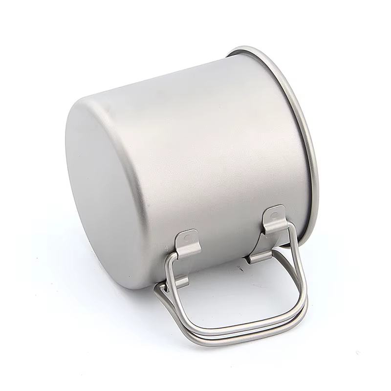 Pamono-Tasse de camping en titane avec poignée pliante, verres, tasse à eau, tasse à bière, tasse à