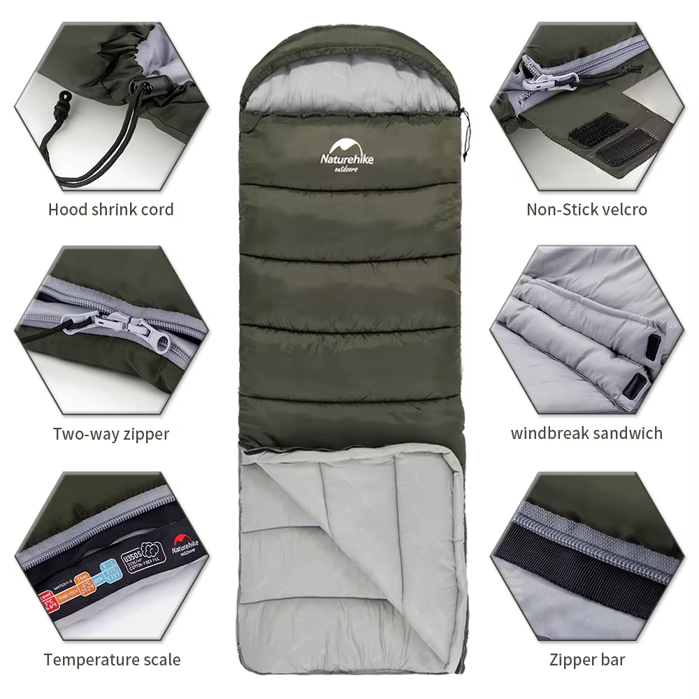 Natureifa-Sac de couchage ultraléger, enveloppe portable compacte, couette en coton, voyage en plein