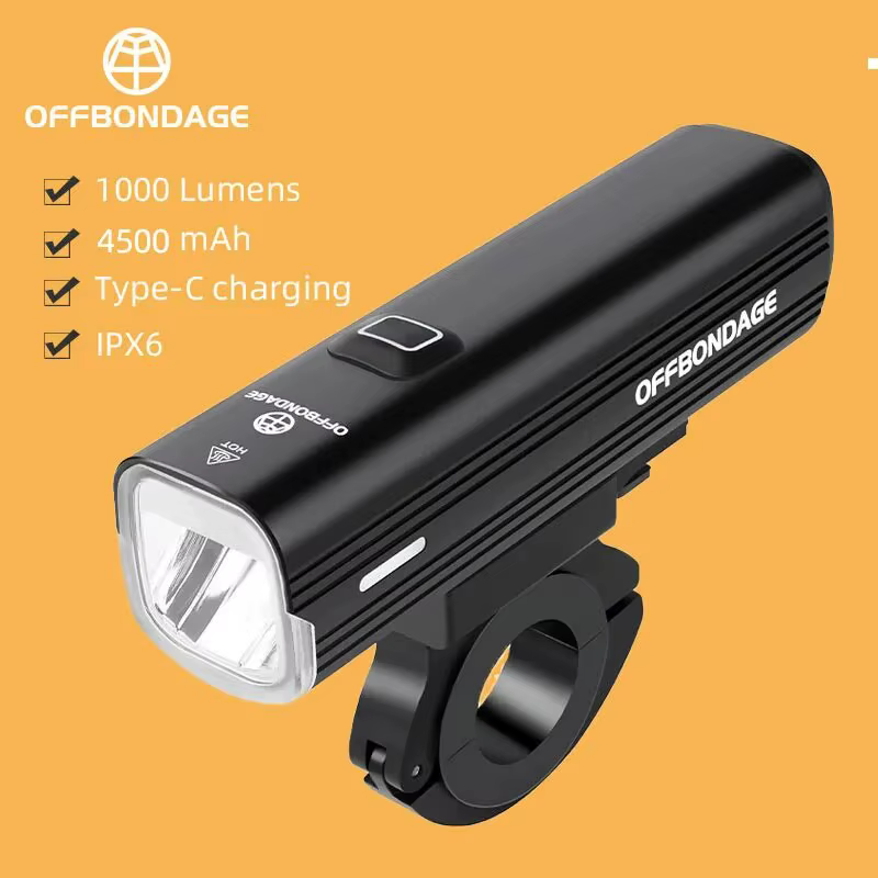 OFFBONDAGE Vélo Lumière 1000Lumen Vélo Phare Banque de Puissance Lampe de Poche Guidon USB Charge VT