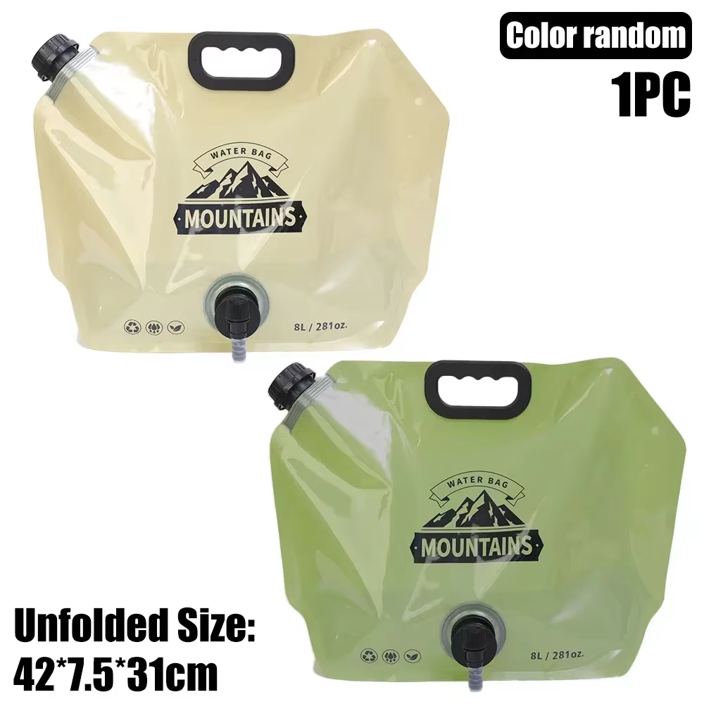 Sac à eau portable 8L, seau pliable, conteneur d'eau, bouteille, pochette, voyage en plein air, camp