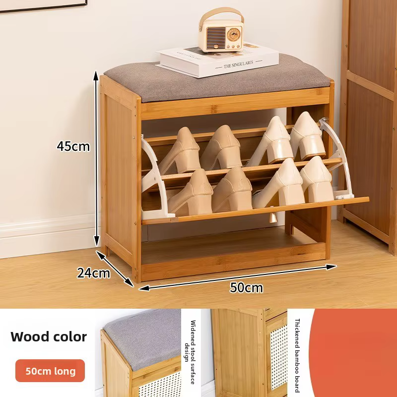 Meuble à chaussures ultra-fin avec tabouret intégré pour entrée et couloir, rangement multi-niveaux,