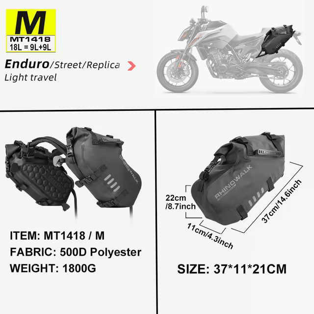 Rhinowalk 2 pièces sacoche latérale de selle de moto 18L/28L/48L étanche universelle moto équitation