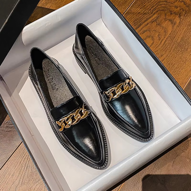 Nouvelles chaussures pour femmes, chaussures décontractées en cuir tendance, style preppy, chaussure