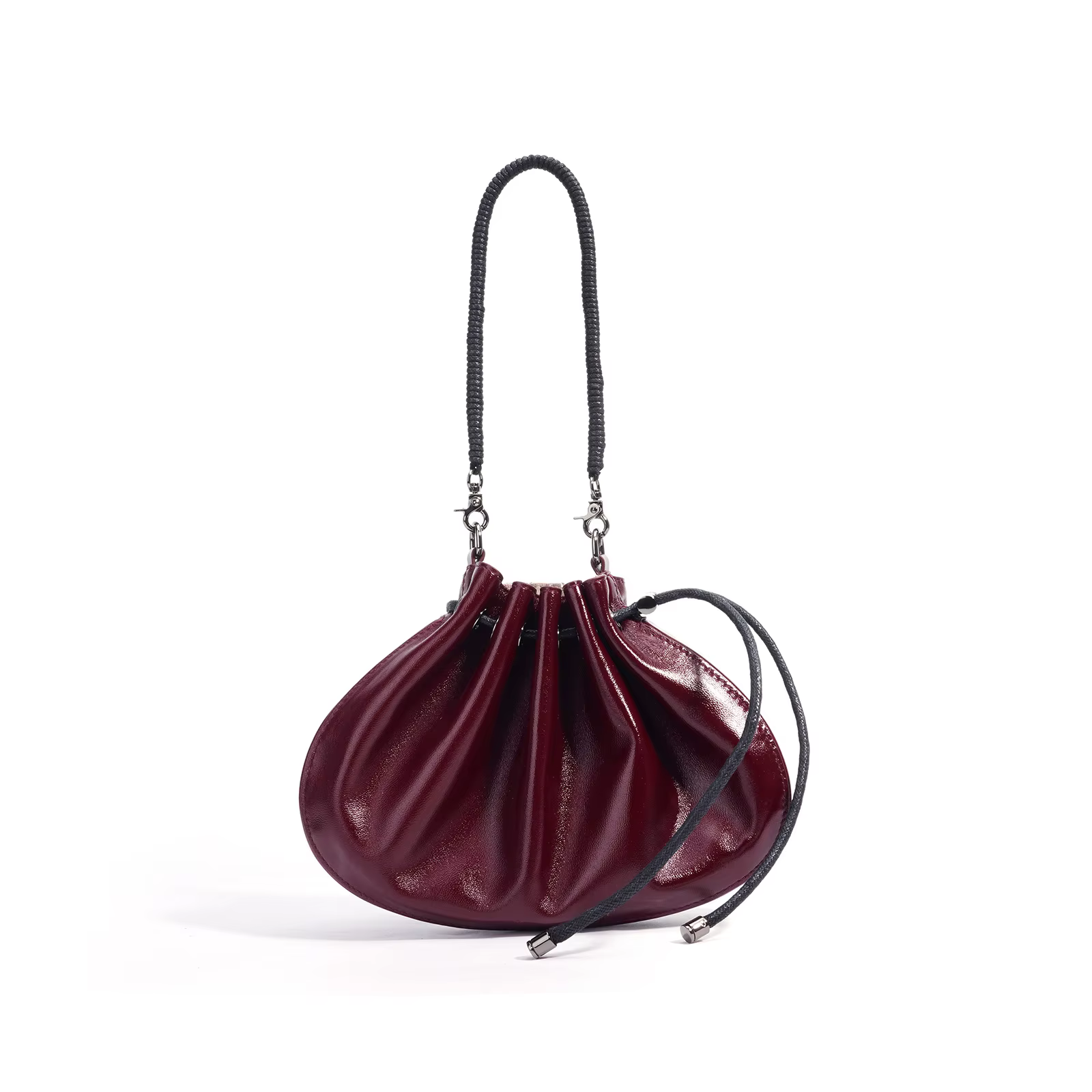 Sac en peau de mouton pour femme, sac seau plissé à cordon, design de niche, sac bandoulière en cuir