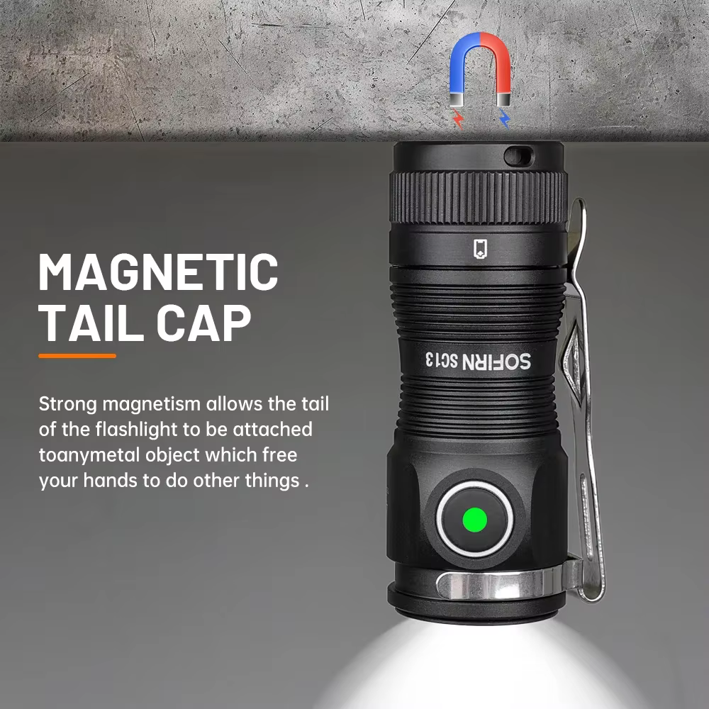 Sofirn Mini SC13 lampe de poche puissante SST40/519A LED 1300lm 18350 lumière LED Rechargeable 95 la
