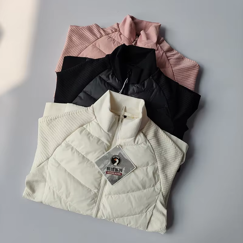 Doudoune légère en duvet d'oie pour femme, col montant, coupe couvertes, manteau chaud, sports de lo