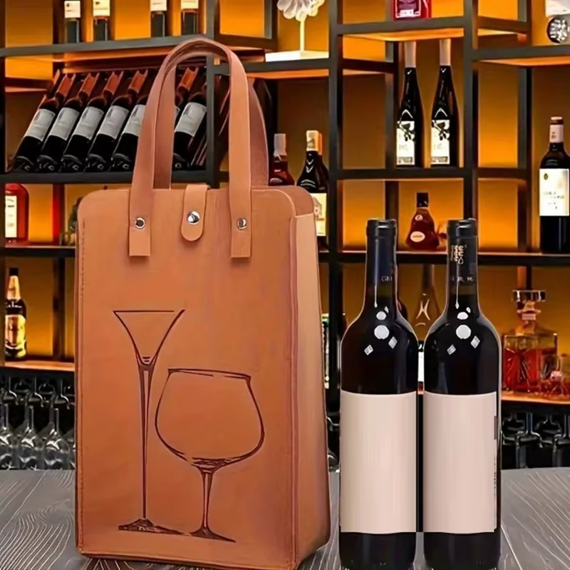 Nouveau Feutre vin rouge sac cadeau Double vin cadeau sac de rangement sac de boisson à main