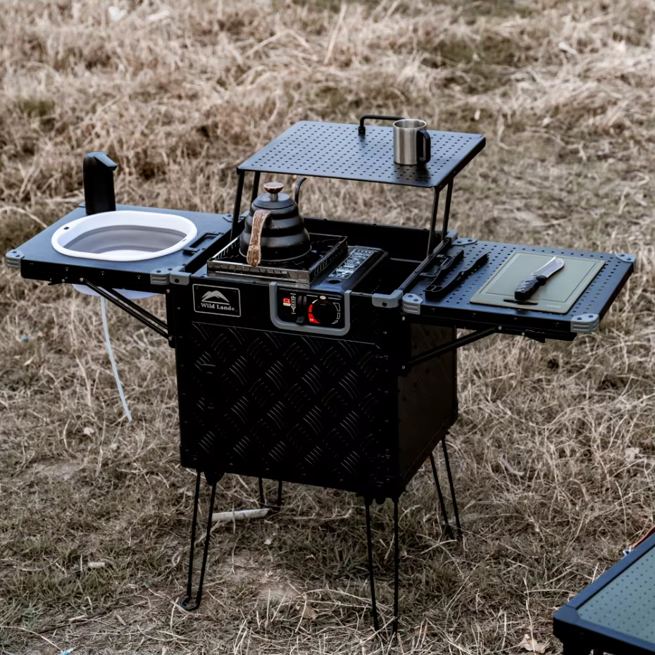 Boîte de cuisine de Camping tout-en-un, équipement de Camping sans cuisinière à gaz, ustensiles de c