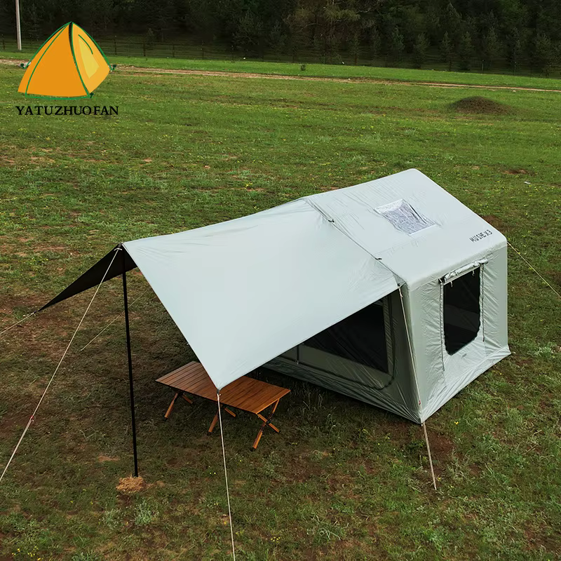 Tente de glamping gonflable avec système d'éclairage LED, abri de camping de luxe pour 10 adultes