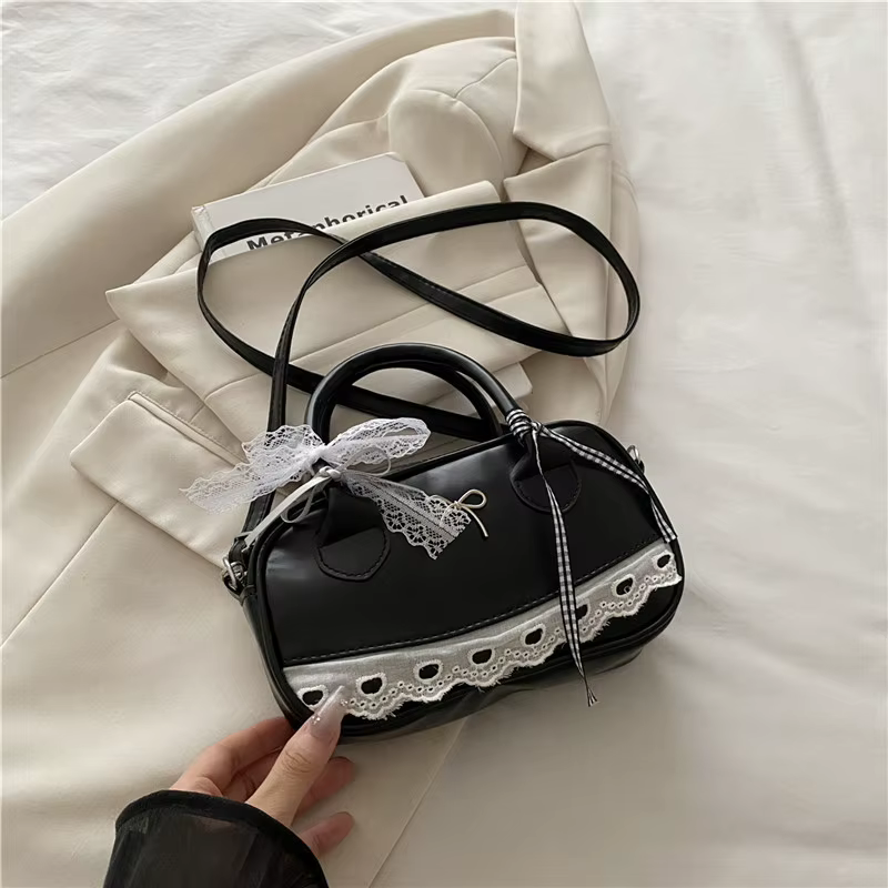 Sac à main élégant et simple, sac à bandoulière Boston, sac à bandoulière avec nœud en dentelle, pet