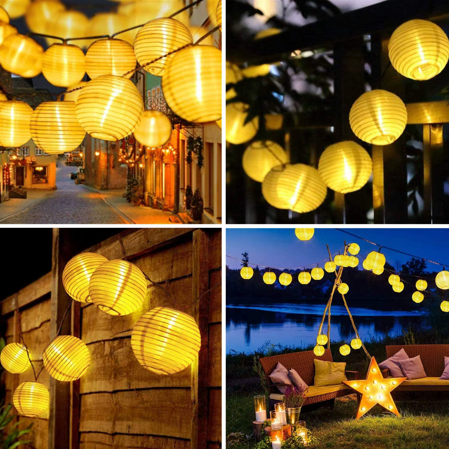Lanterne étanche chaîne solaire fée lumières 6.5M 30 LED guirlande extérieure Patio lumière lampe à 