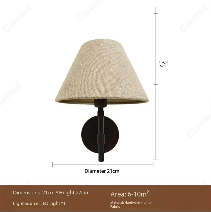 Lampe murale LED en tissu de style japonais rétro simple, lampe de chevet pour chambre à coucher, la