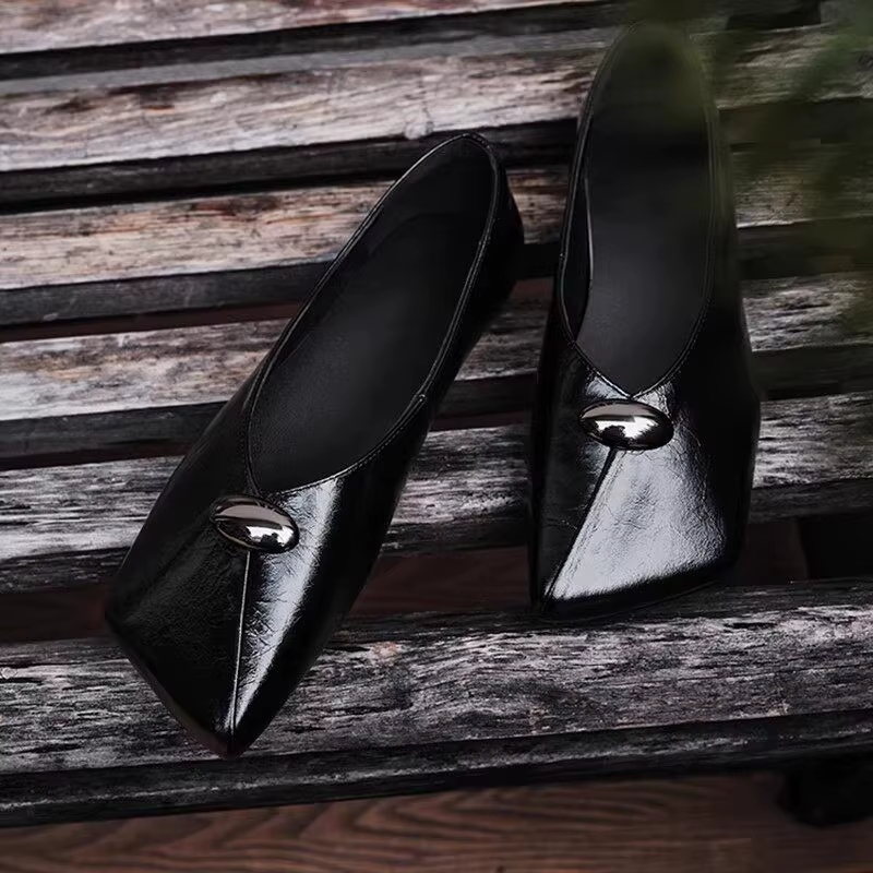 Mocassins de style printanier pour femmes - Chaussures basses à bout carré et semelle épaisse, modèl