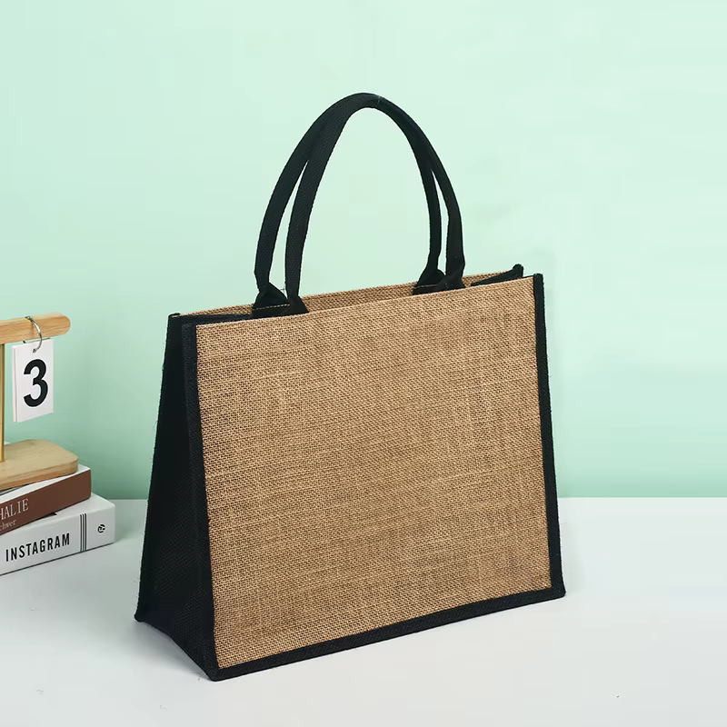 Sac en chanvre personnalisé avec logo imprimé, sac en coton et jute peint à la main avec blocs de co