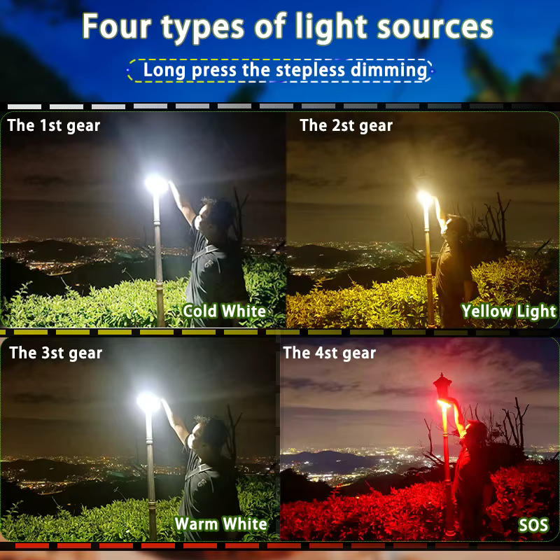 MOSLIGHTING Charge solair camping super lumière avec aimant ajuster la luminosité de la lumière à vo