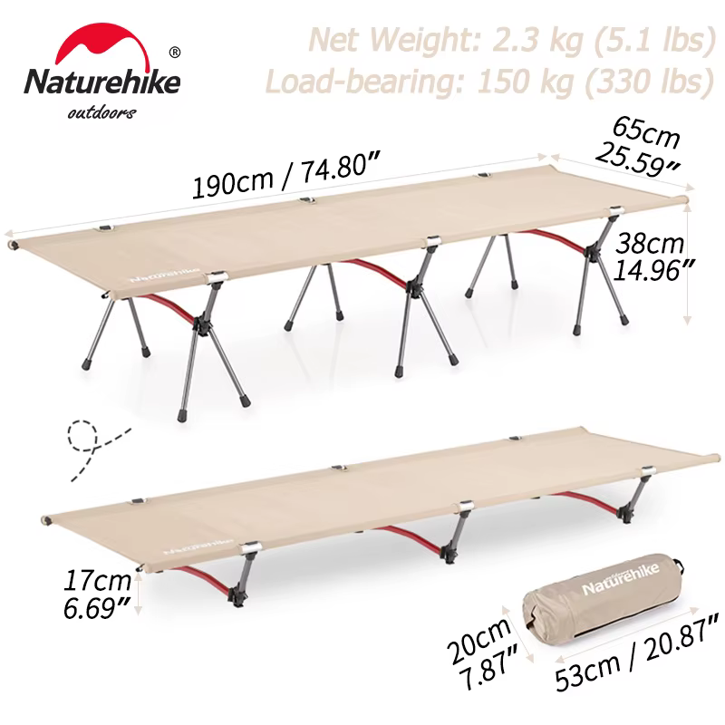 Naturehike – lit de Camping ultraléger et pliable, lit de randonnée Portable, tente de voyage en ple