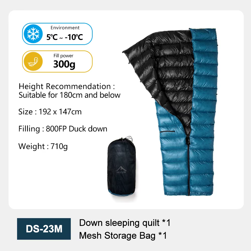 Widesea Camping vers le bas sac de couchage adultes 15DWaterproof Nylon léger double usage survie d'