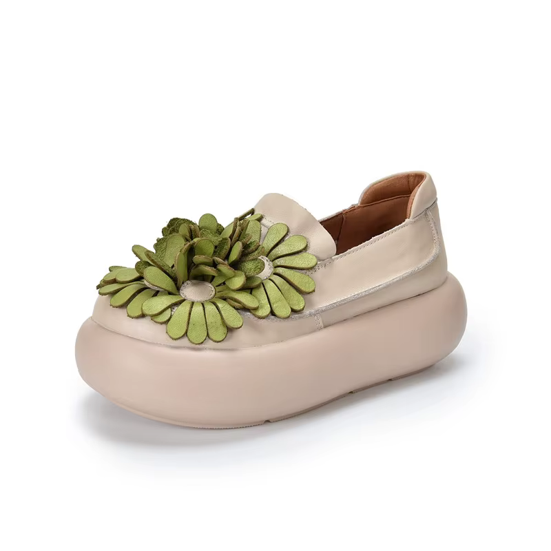 Chaussures en éponge à semelles épaisses pour femmes, chaussures Duo Le Fu en forme de fleur, Style