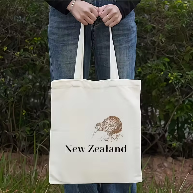 Sac fourre-tout en toile vintage avec motif oiseau kiwi de Nouvelle-Zélande - Sac de shopping réutil