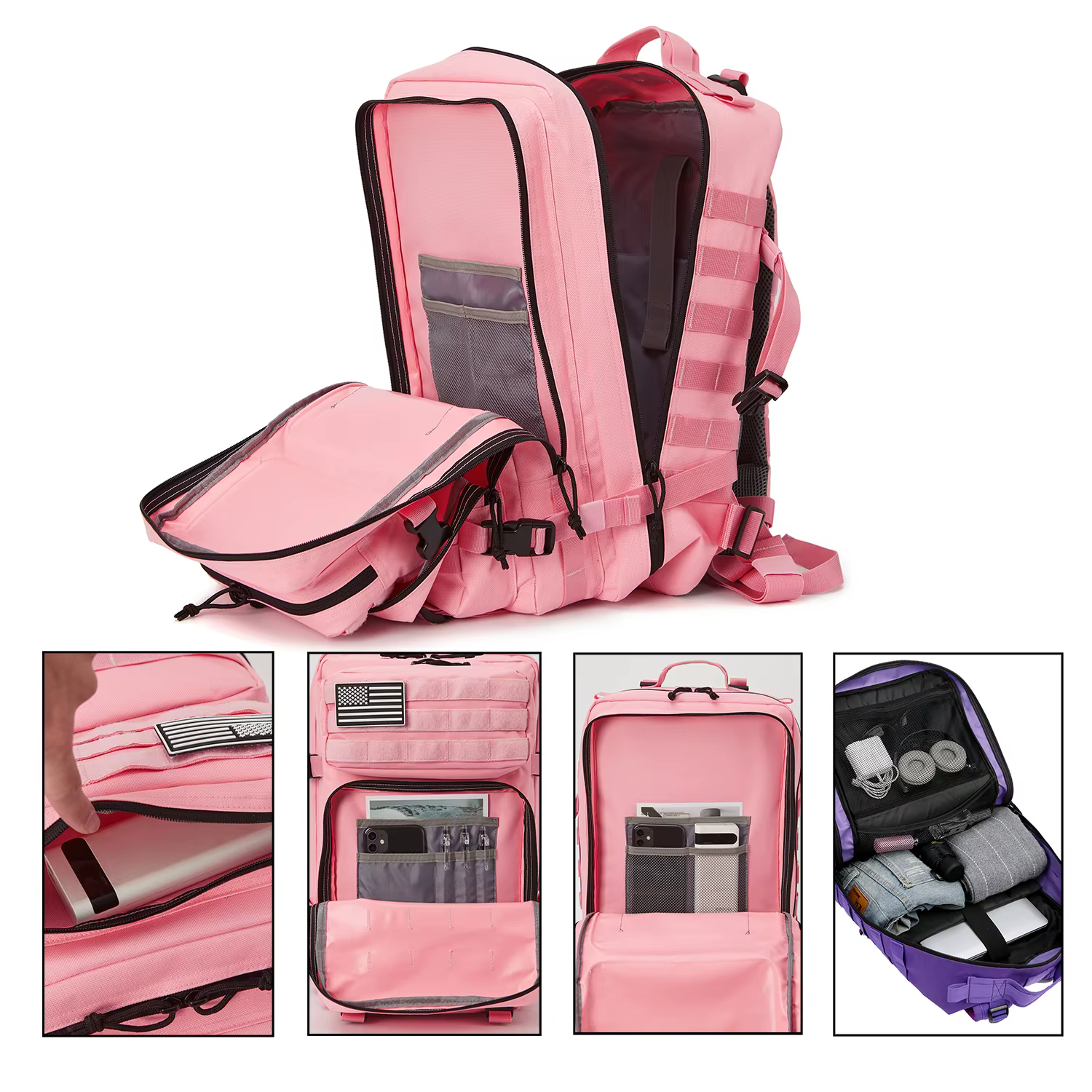 Sac à dos tactique de grande capacité 45L pour hommes/femmes, idéal pour la randonnée, le camping, l