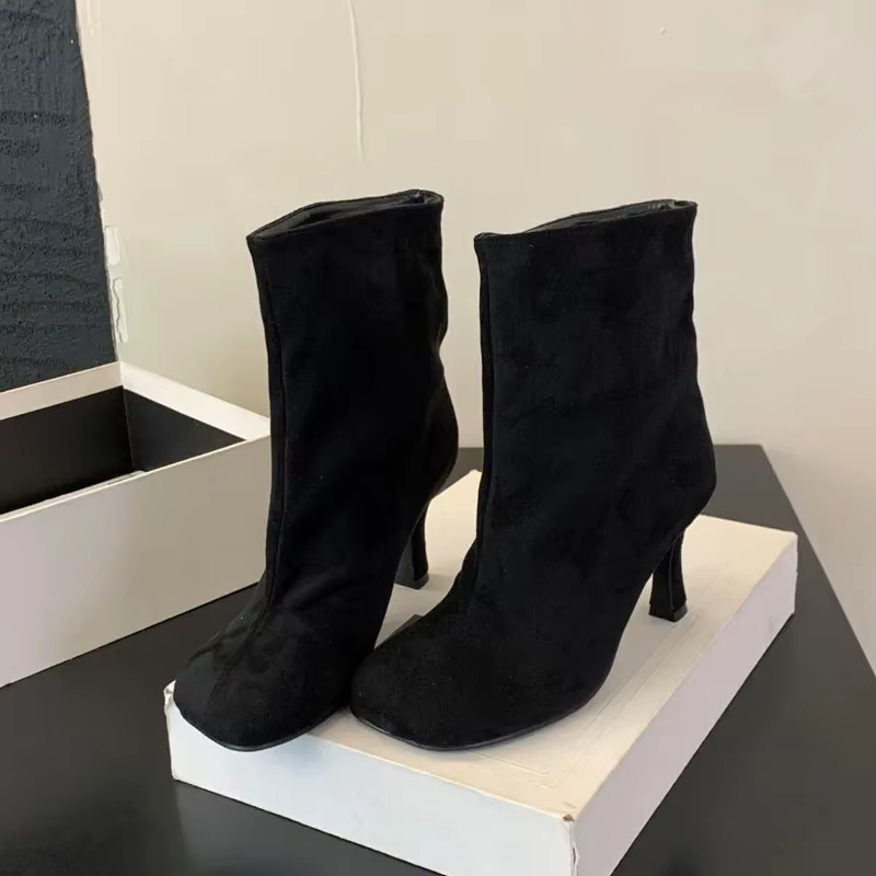 Femmes bottines haute qualité bout rond concis talons fins chaussures automne hiver Chelsea court Bo