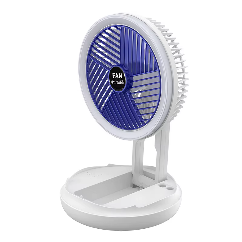 Ventilateur pliable 2-en-1 et lampe LED, ventilateur portable rechargeable 2400 mAh, circulateur d'a