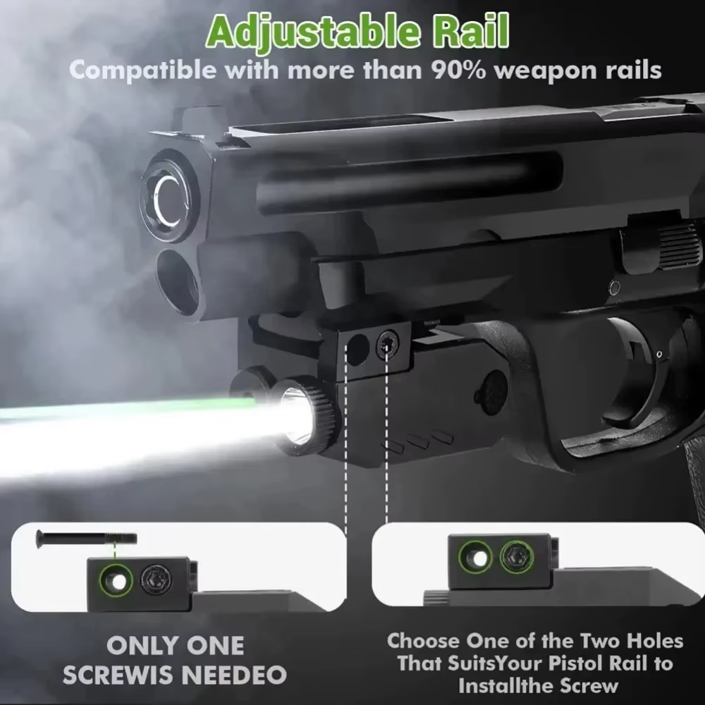 Lampe de poche tactique Richfire 2 en 1, 500 Lumens, torche LED rechargeable pour rail Glock 17 19 2