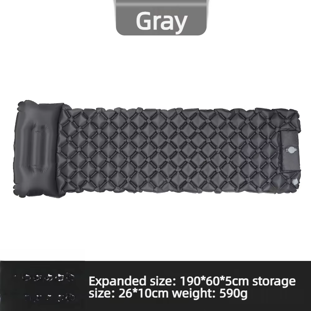 Matelas gonflable de camping extérieur avec oreillers, tapis d'air ultraléger avec pompe de gonflage