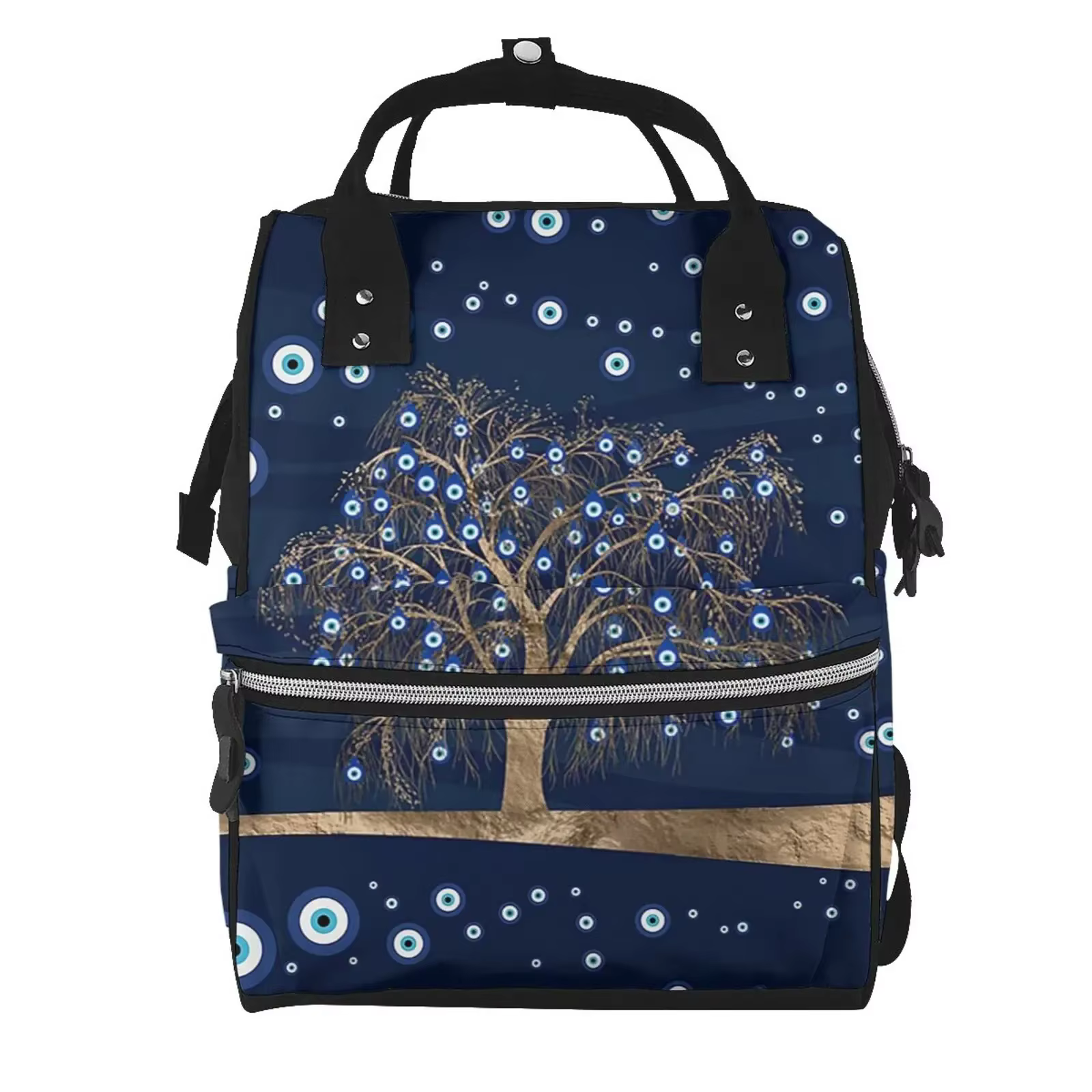 Sac à couches imprimé MUNIBackpack, sacs à couches ALTERNappy multifonctions, bleu marine et Aqua, N