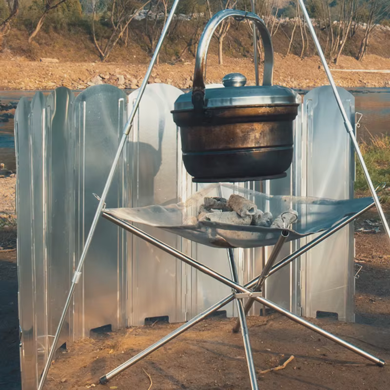 Grand pare-vent pour poêle à bois, pare-vent de camping, barbecue en plein air, Eva de cuisson galva