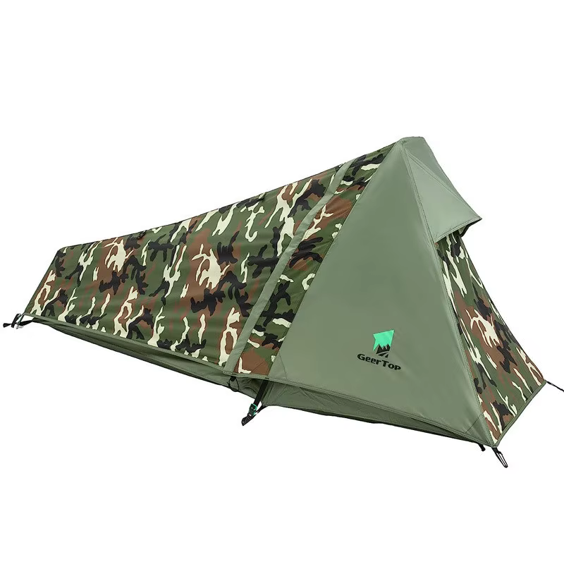 Tente de survie ultralégère pour une personne, à deux couches, imperméable et résistante à la pluie,