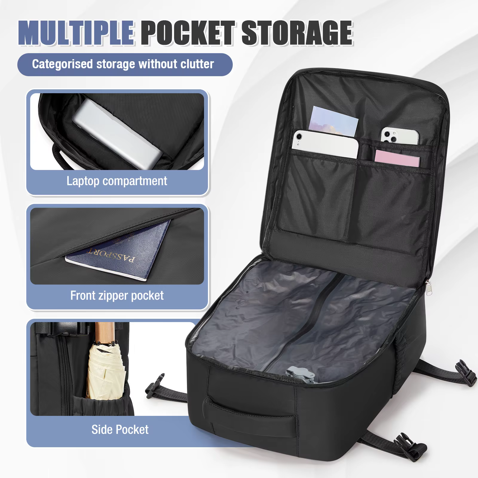 Sac à dos de voyage, sac à dos de cabine Ryanair 40x30x20 pour les courts trajets, sac pour ordinate