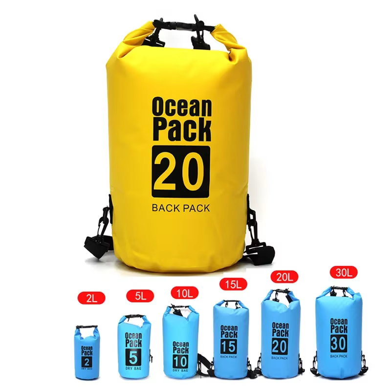 2L/5L/10L/15L/20L/30L PVC Sport de plein air stockage étanche sac sec pour canoë Kayak Rafting natat