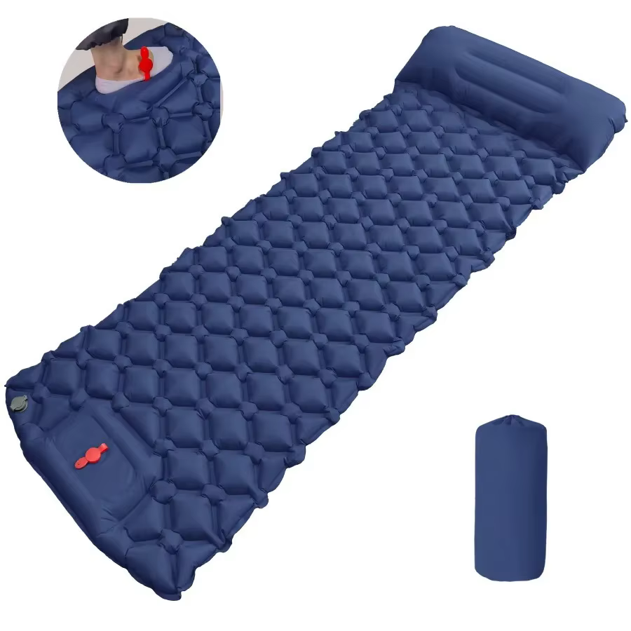 Matelas de camping gonflable avec oreiller, tapis de couchage touristique d'extérieur, matelas auto-