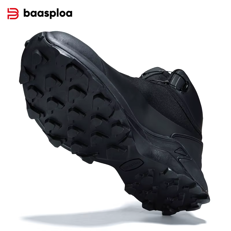 Baasploa hommes chaussures de randonnée anti éclaboussures eau bouton rotatif baskets d'extérieur no