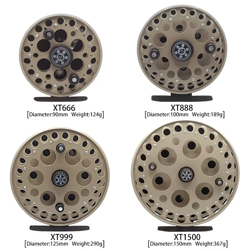 Moulinet de pêche à la mouche tout en métal gaucher et droitier 90mm 100mm 125mm 150mm diamètre du m