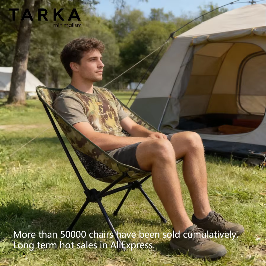 Chaise de randonnée relaxante ultralégère 2 en 1 TARKA, chaise pliante camouflage, siège portable po