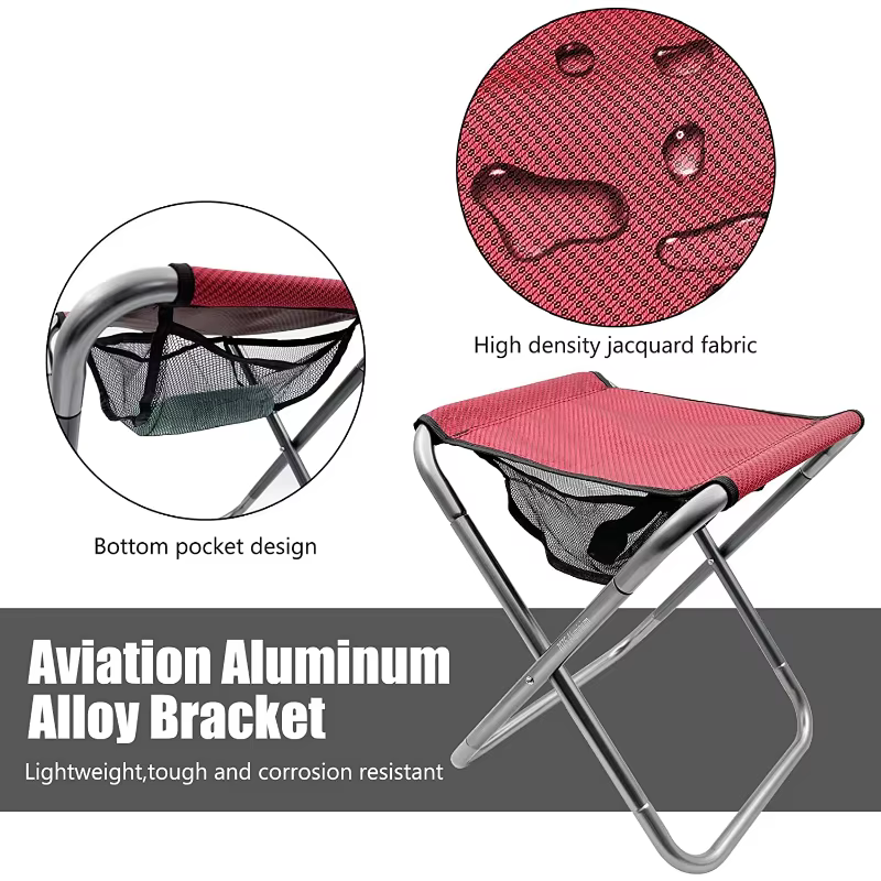 Siège de tabouret léger en alliage d'aluminium pliant portable avec sac de transport, 16 "de haut, p