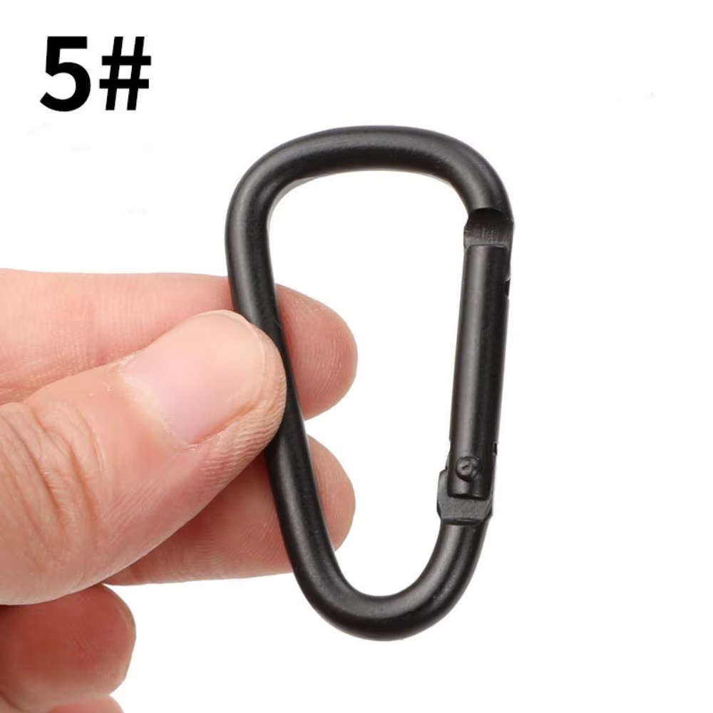 Mousqueton noir pour randonnée et escalade, 5 pièces, tirage rapide, crochet à pression, porte-clés,