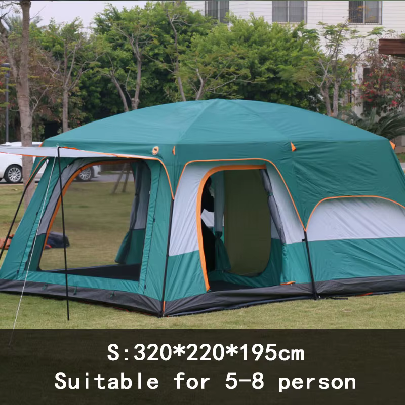 Tente de Camping Épaisse et Imperméable, Surdimensionnée, Double Couche, 2 Chambres, 1 Hall, 5 à 8 H