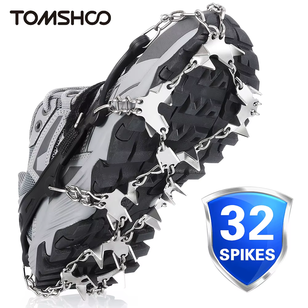 Tomshoo-32 Dents Ice Gripper Spike pour Chaussures, Antidérapant, Randonnée, Escalade, Snow Spikes, 