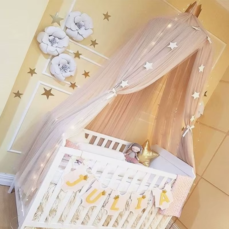 Tente suspendue avec moustiquaire, décoration étoile, lit de bébé, auvent de berceau, rideaux en Tul
