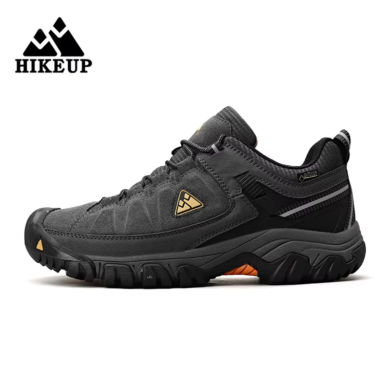 HIKEUP-Chaussures de randonnée en cuir durable pour hommes, baskets de marche en plein air, semelle